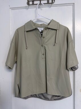 Who What Wear Light Vegan Leather Polo Shirt